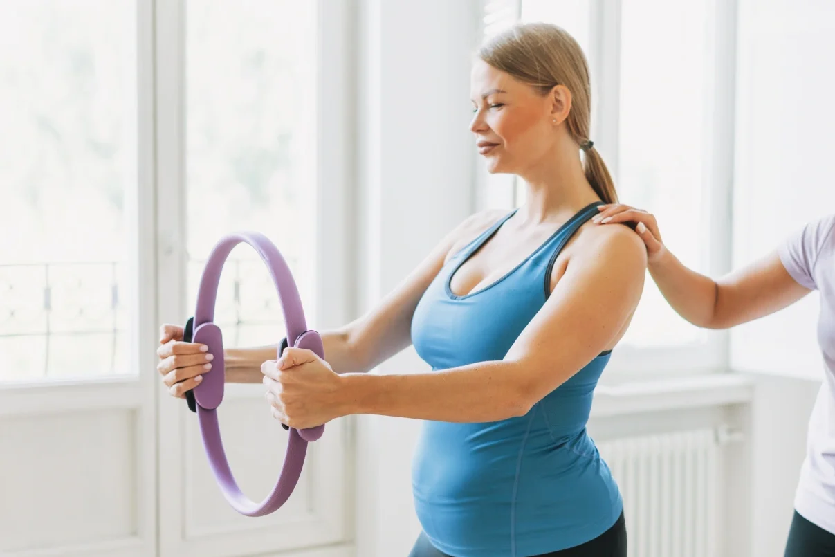 Pregnant mother exercising